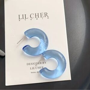 New, Acrylic & Stainless Steel Hoop Earrings